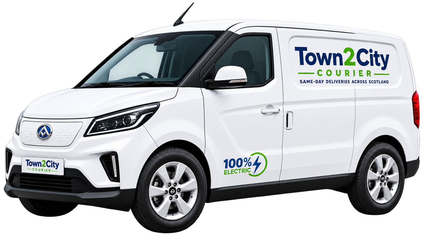 Town2CityCourier branded Maxus eDeliver 3 courier van
